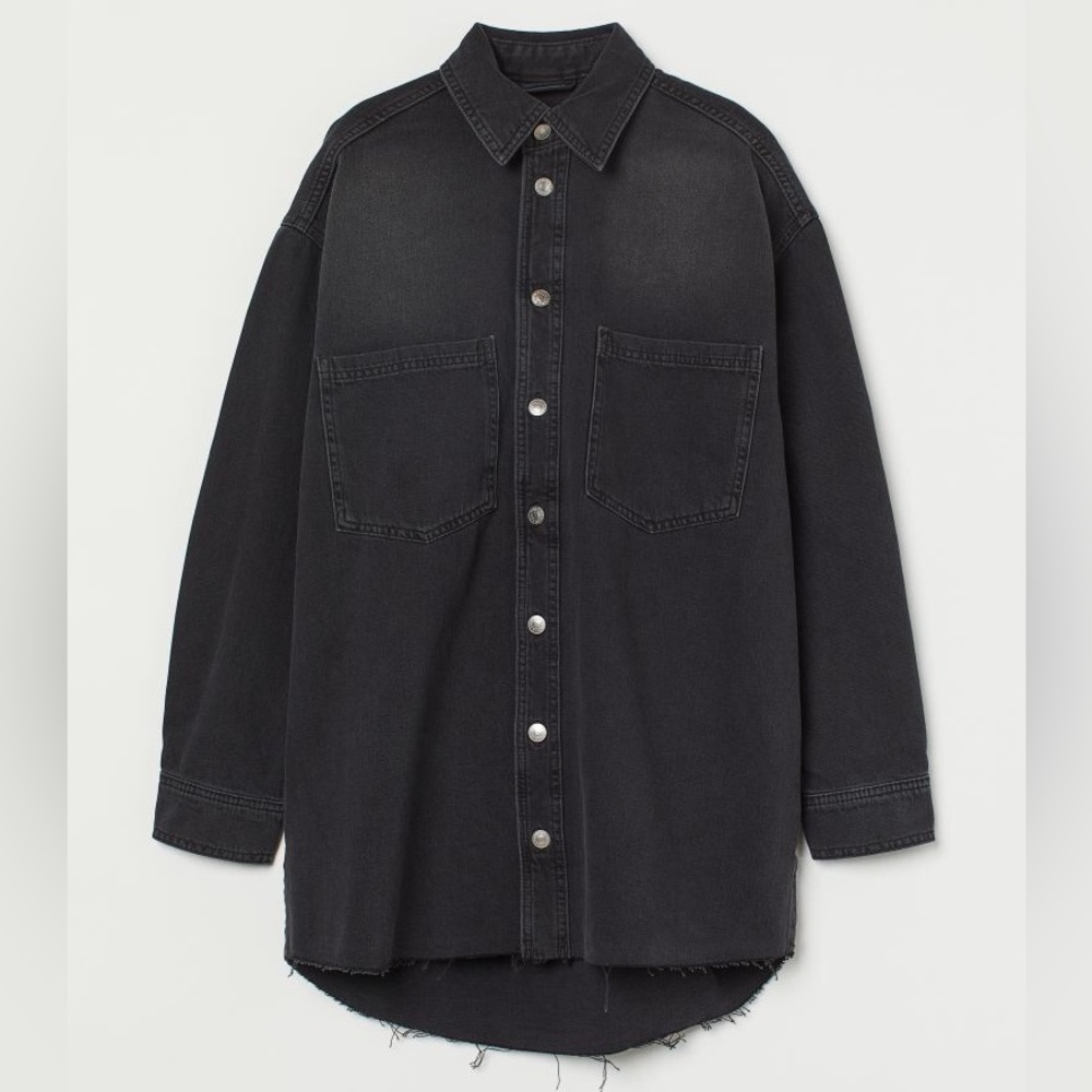 H&M Oversized Denim Shirt Jacket Shacket Black XL